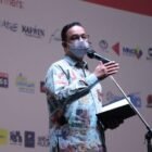 Gubernur DKI Jakarta, Anies Baswedan memberikan sambutan pada Pembukaan Jakarta Film Week 2021, Kamis (18/11) malam. Foto: Dok: Pemprov DKI Jakarta